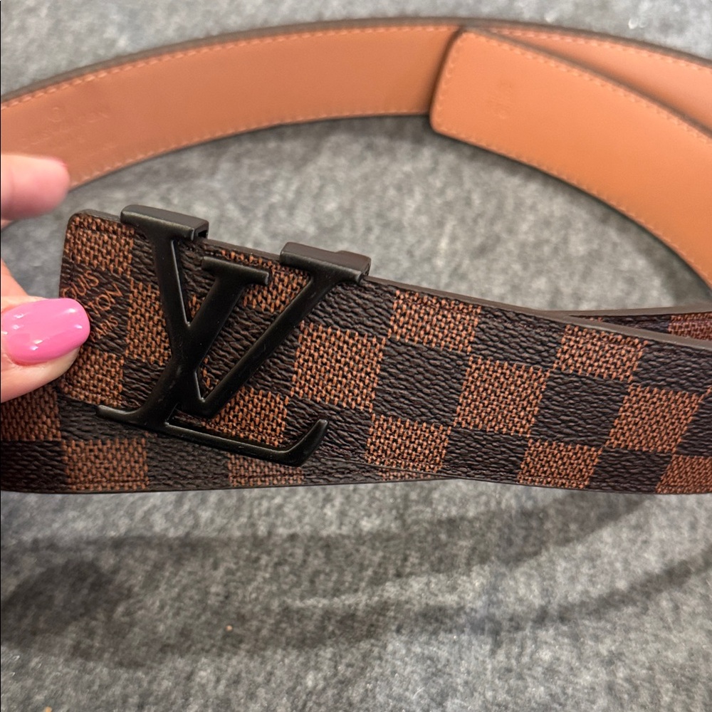 Checkered Brown Belt with Black Buckle - brand new